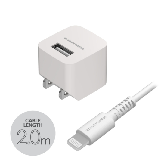 コンセントチャージャー 1.0A ライトニングケーブル付属 2.0m USB-A×1ポート A51UL20モデル