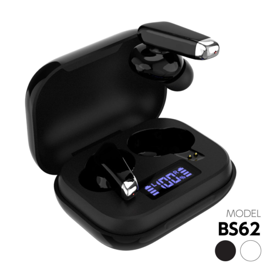 完全ワイヤレスイヤホン AAC対応 IPX4準拠 Bluetooth Ver5.0 防水 タッチセンサー 電池残量表示 テレワーク マイク付き BS62モデル