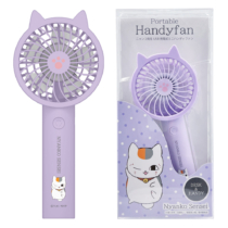 【最終セール！大幅値引き】ニャンコ先生 ポータブル ハンディファン パープル 夏目友人帳 USB充電式 卓上スタンド付 風量3段階 NTM-SK121V