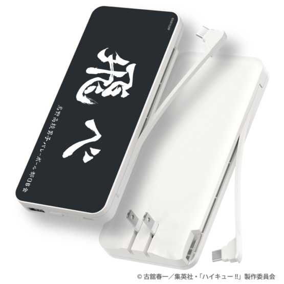 ハイキュー!! モバイルバッテリー 10000mAh 烏野高校 コンセント付き PD20W対応 タイプCユニットケーブル USB-C 1ポート USB-A1ポート 2in1モデル HIK-LAP27W-KR