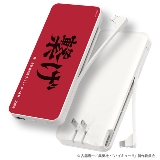 ハイキュー!! モバイルバッテリー 10000mAh 音駒高校 コンセント付き PD20W対応 タイプCユニットケーブル USB-C 1ポート USB-A1ポート 2in1モデル HIK-LAP27W-NK