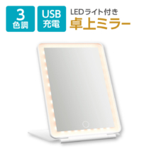 Permier Beauty 卓上ミラー LEDライト付き 折りたたみ コンパクト収納 女優ミラー USB充電式 PEB010モデル